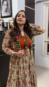 Navratri Special Cotton White With Orange Lehenga Choli